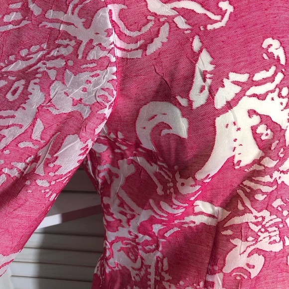 Chico's Abstract Linen Blend Button Down Shirt Pink White Extra Large - Picture 6 of 10